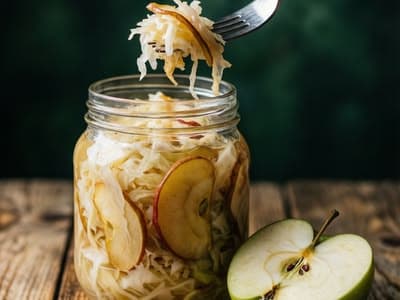 Publicación de OVERNU: Chucrut con manzana: receta de col fermentada para tu microbiota
